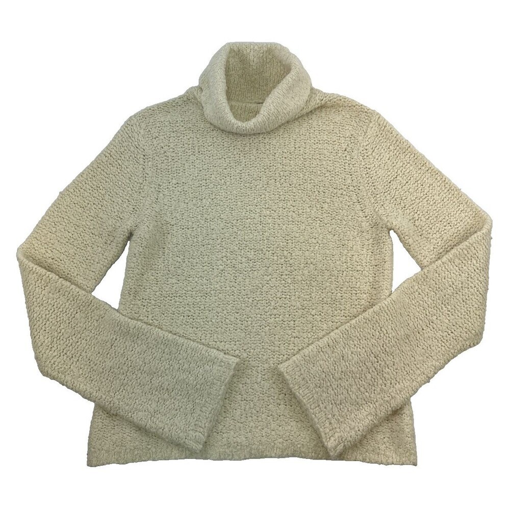 J Crew Cream Turtleneck Sweater Bell Sleeve Pullover Vintage Wool Womens Medium